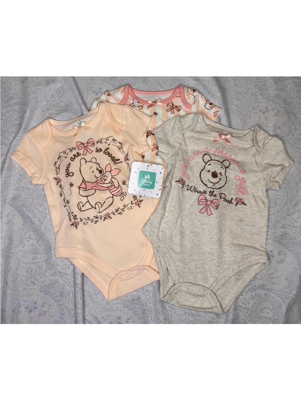 Disney Winnie the Pooh 3 pack Infant Bodysuits